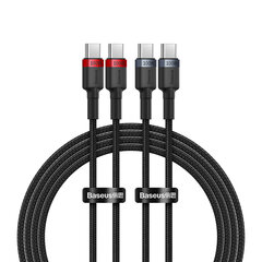 Кабель Baseus Cafule USB-C/USB-C 100Вт 1 м - красно-черный и черно-серый (2 шт.) цена и информация | Кабели для телефонов | kaup24.ee