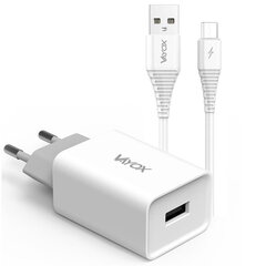 Сетевое зарядное устройство USB 5V 2.1A + кабель micro usb 1м VA0051micro Vayox цена и информация | Зарядные устройства для телефонов | kaup24.ee