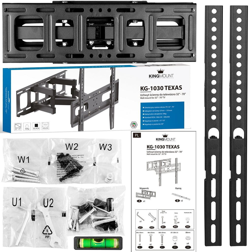 King Mount KG-1030 Texas 32-70" цена и информация | Teleri seinakinnitused ja hoidjad | kaup24.ee