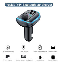 Yesido Y44 Bluetooth 5.0 FM / MP3 Edastaja & Auto Laadija 2x USB 3.1A + Micro SD Must hind ja info | FM modulaatorid, FM trasmitterid | kaup24.ee