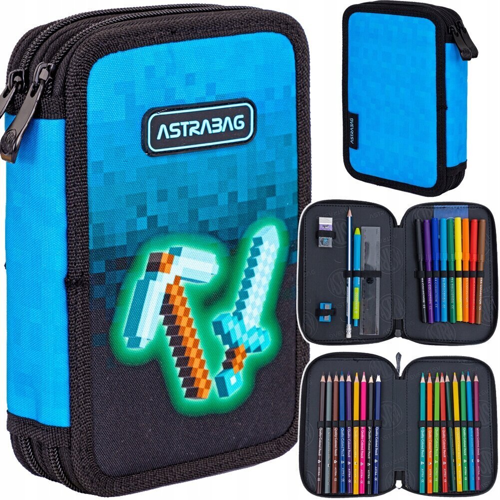 Kooli seljakott Astrabag Blue Pixel komplekt 3in1 цена и информация | Koolikotid, sussikotid | kaup24.ee