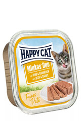 Happy Cat Duo Menu pasteet kassidele veise- ja küülikuliha, 16x100g цена и информация | Кошачьи консервы | kaup24.ee