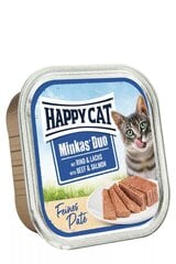 Happy Cat Duo Menu pasteet kassidele veiseliha & lõhe, 16x100g цена и информация | Кошачьи консервы | kaup24.ee