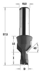 CMT Süvistatud süvendiga HM D10 I20 L57,5 S10 mm / paremale poole hind ja info | Akutrellid, kruvikeerajad | kaup24.ee