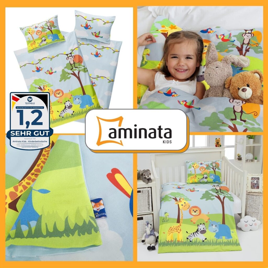 Aminata Kids Laste voodipesu 100 x 135 cm, Jungle motiiv цена и информация | Beebide ja laste voodipesu | kaup24.ee