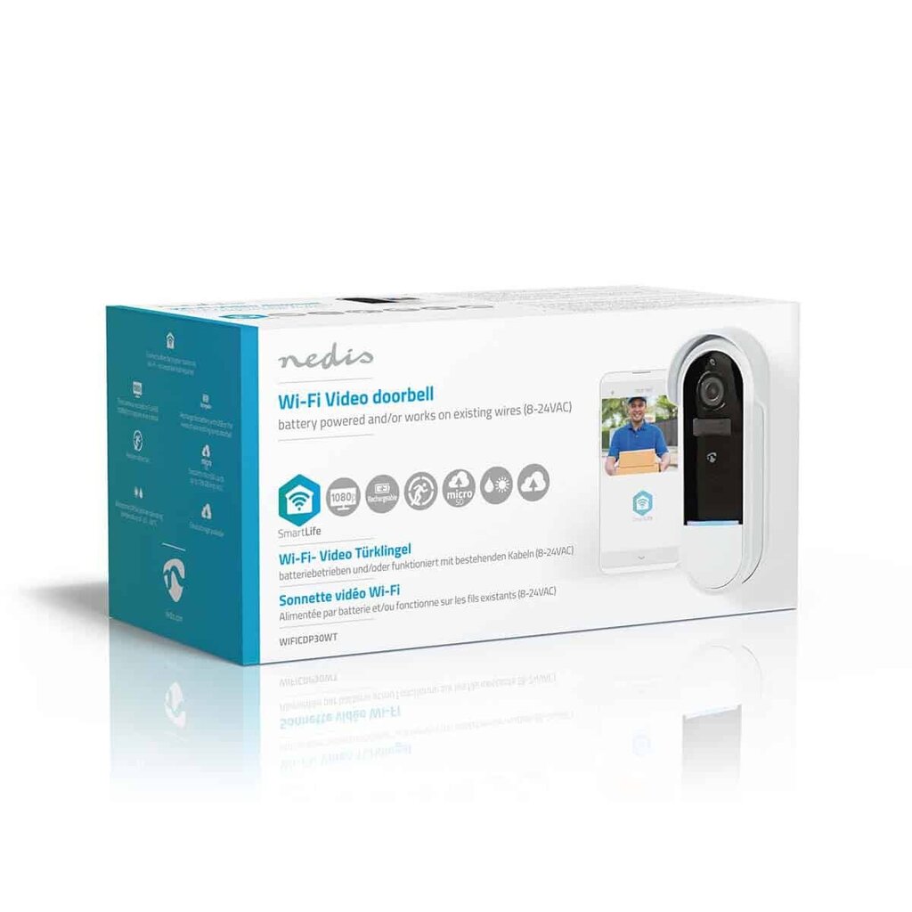 Nedis SmartLife Video ukskell - WiFi-ühendusega, patareitoite, täis-HD 1080p, pilvetalletus, liikumisandur, öövaatlus hind ja info | Valvekaamerad | kaup24.ee