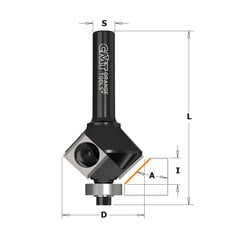 CMT Фреза для снятия фаски со сменным лезвием 22° Z2 D25 I11 S6 мм + подшипник цена и информация | Фрезы | kaup24.ee