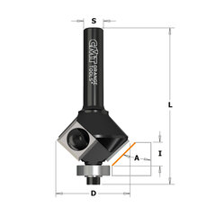 CMT Фреза для снятия фаски со сменным лезвием 22° Z2 D25 I11 S8 мм + подшипник цена и информация | Фрезы | kaup24.ee