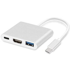 iLike HD1 3in1 USB-C (Type-C) Плагин на HDMI 4K / USB 3.0 / USB-C Женский аудио- и видеокабельный адаптер Серебристый (OEM) цена и информация | Адаптеры и USB-hub | kaup24.ee