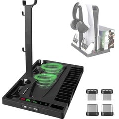 GameBox M1 Multi Dock Stand Play Station 5 juhtpuldi peakomplekti kaugjuhtimispult ja jahutusventilaatoriga must hind ja info | Mängupuldid | kaup24.ee