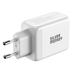Silver Monkey GaN 65W wall charger 2x USB-C PD 1x USB-A QC 3.0 - white цена и информация | Зарядные устройства для телефонов | kaup24.ee