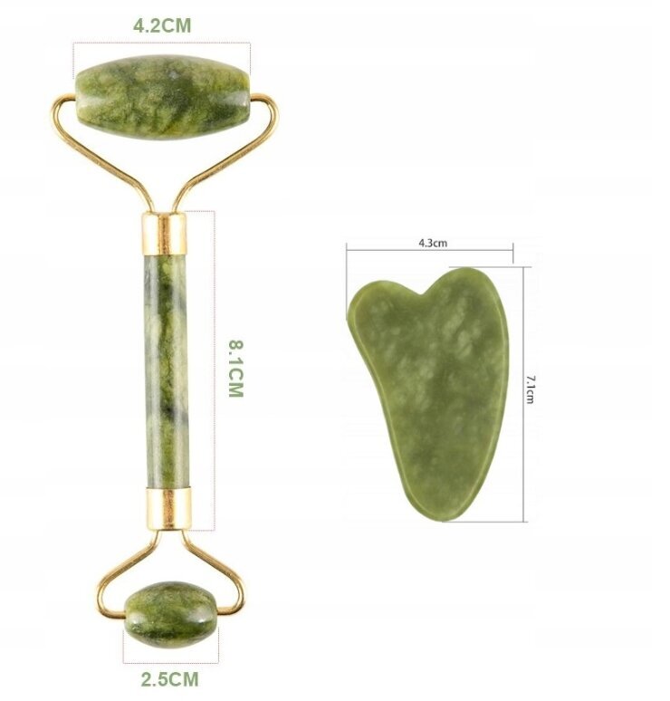 Massaažirull jadekivi näole ja gua shale цена и информация | Näopuhastus- ja massaažiseadmed | kaup24.ee