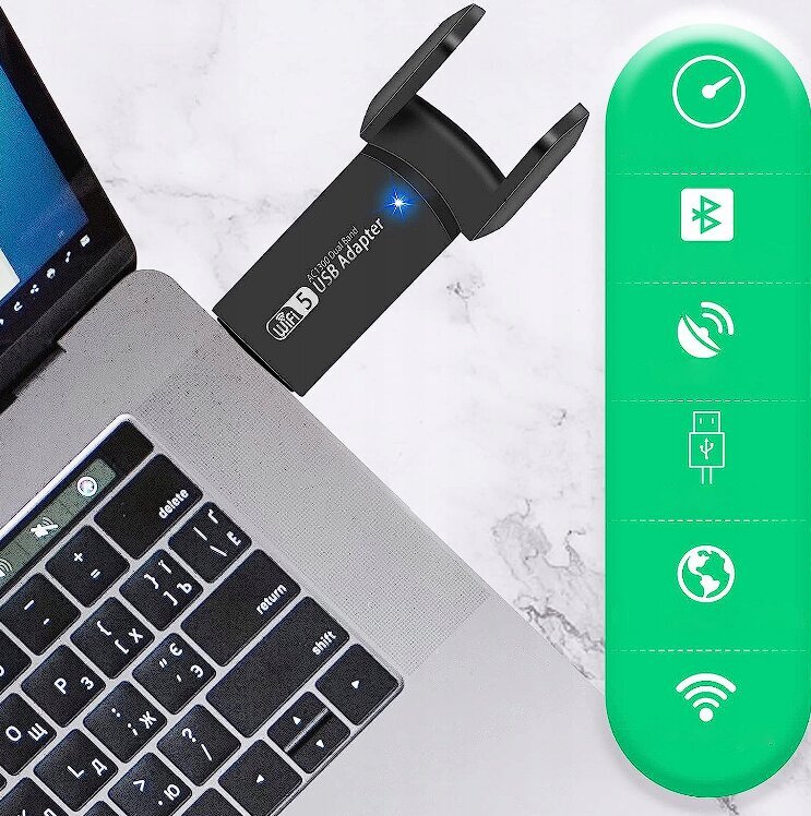 USB Wifi adapter USB 3.0 1300 Mbps цена и информация | USB jagajad, adapterid | kaup24.ee