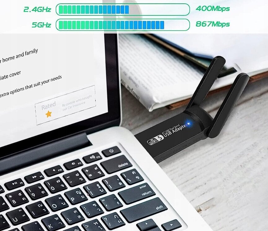 USB Wifi adapter USB 3.0 1300 Mbps hind ja info | USB jagajad, adapterid | kaup24.ee