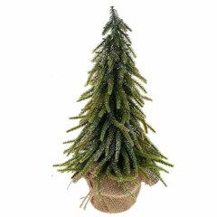 Jõulupuu potis 35 cm plastikust jõulupuu, mis on asetatud džuudist kotti pakitud potti. hind ja info | Jõulukaunistused | kaup24.ee