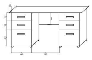 Стол с 6 выдвижными ящиками B - B1 цена и информация | Компьютерные, письменные столы | kaup24.ee