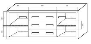 Двухдверный комод с 3 выдвижными ящиками Megan K 4 цена и информация | Комоды | kaup24.ee