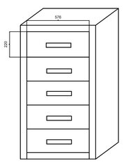 Комод с 5 ящиками Меган К 2 цена и информация | Комоды | kaup24.ee
