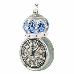 Jõulupuu kuusepael Silver Clock UK Klaasist jõulupuu kaunistus, klaasist, käsitsi maalitud, valmistatud Poolas hind ja info | Kuuseehted | kaup24.ee