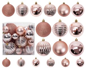 Roosa-kuld jõulupuu baubles 36 tk 311433b hind ja info | Kuuseehted | kaup24.ee