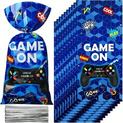 '50 tk videomängude peokotid Plastikust videomängukotid mängudele Goody Candy maiuspalakotid mängude sünnipäevapeoks (sinine)' hind ja info | Kingituste pakendid | kaup24.ee