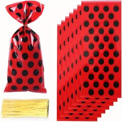 '50 tk. Lepatriinupeo kommikotid Popkornikotid Punased maiuspalakotid Sünnipäevakinkekotid Koduseks kasutamiseks lipsuga siidikotid punaste lipsudega peokinkekottide jaoks' hind ja info | Kingituste pakendid | kaup24.ee