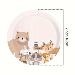 '8/20tk Jungle Animal Bear Theme Peolauanõud Ühekordsed pabertaldrikud Salvrätik Sünnipäevakaunistus Baby Shower Decor Kodusisustus Peotarbed' hind ja info | Peokaunistused | kaup24.ee