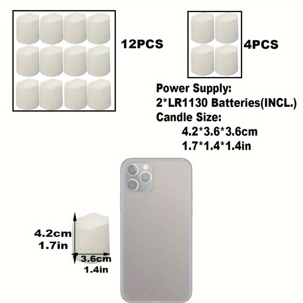'12 tk LED leegita atmosfääri lainelised elektroonilised küünlad, dekoratiivküünlad, sünnipäevaküünlad, lauaküünlad, pulmaküünlad, kodukaunistus, pulmakaunistus, pühadekaunistus' цена и информация | Peokaunistused | kaup24.ee