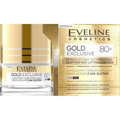 Taastav kreem-seerum kullaosakestega küpsele nahale Eveline Gold Exclusive 80+ 50 ml hind ja info | Näokreemid | kaup24.ee