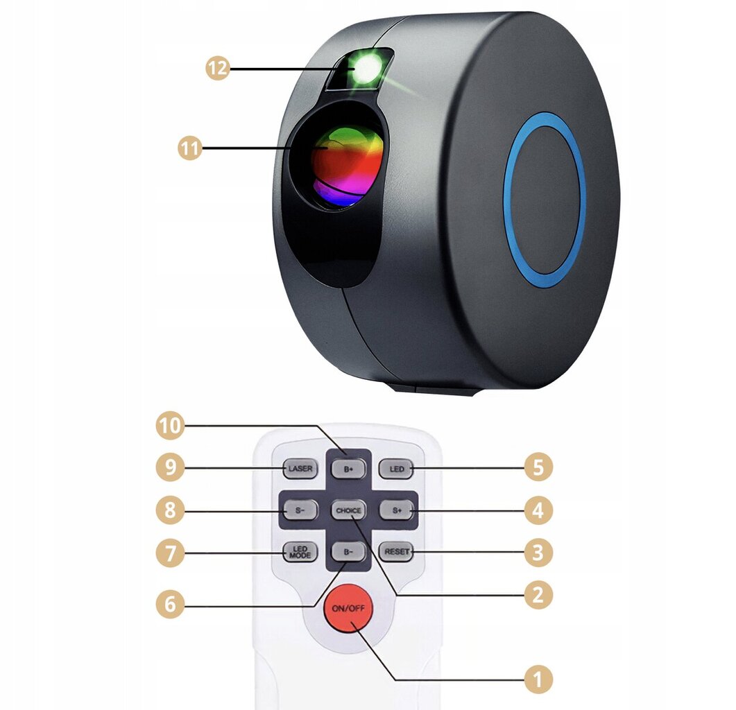 LED projektor koos kaugjuhtimispuldiga SlateLight, must hind ja info | Peokaunistused | kaup24.ee