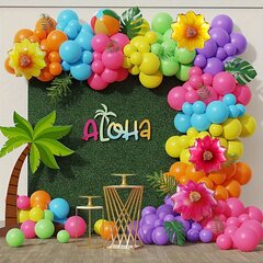 'Rainbow Foil 146 Piece Tropical Hawaii Balloon Garland Arch Kit – erkroosa ja oranž vikerkaarefooliumist peoõhupallid looduslikust kummist' hind ja info | Peokaunistused | kaup24.ee