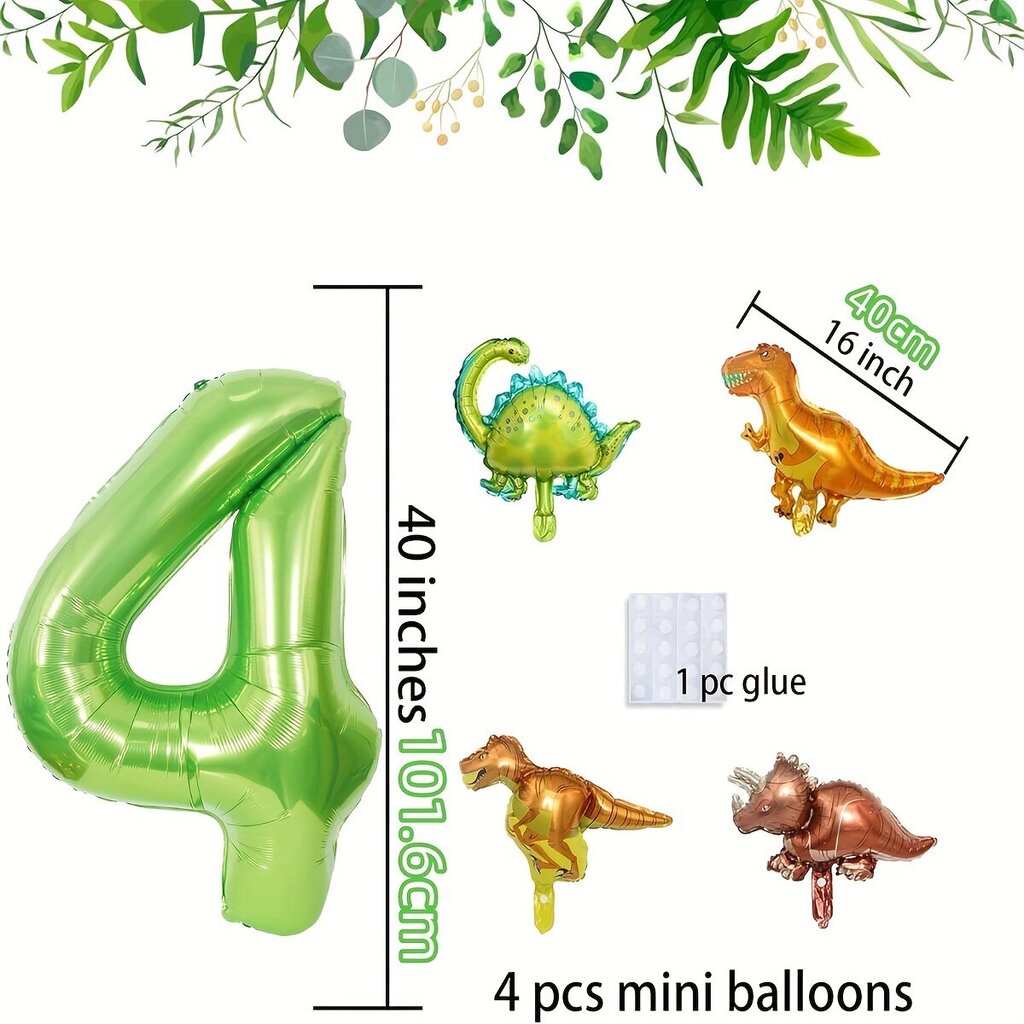 '6 tk 101,6 cm roheline 1-6 õhupalli dinosauruste teemaga õhupallid Mini dinosauruste õhupallid Rex Tyrannosaurus Rex Triceratops dinosauruse fooliumist õhupallid sünnipäeva armsad dinosauruste dušipidu Eid Al-Adha Mubarak' цена и информация | Peokaunistused | kaup24.ee