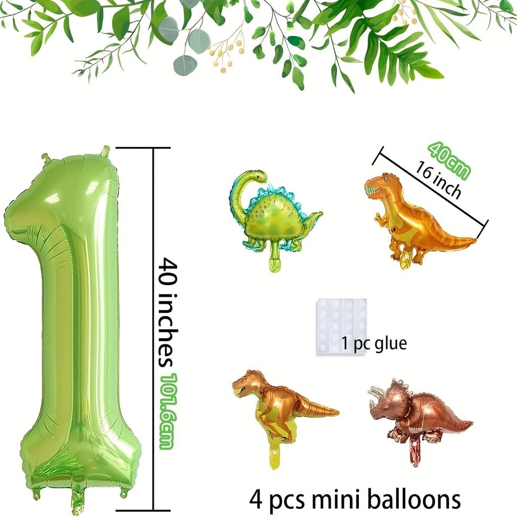 '6 tk 101,6 cm roheline 1-6 õhupalli dinosauruste teemaga õhupallid Mini dinosauruste õhupallid Rex Tyrannosaurus Rex Triceratops dinosauruse fooliumist õhupallid sünnipäeva armsad dinosauruste dušipidu Eid Al-Adha Mubarak' цена и информация | Peokaunistused | kaup24.ee