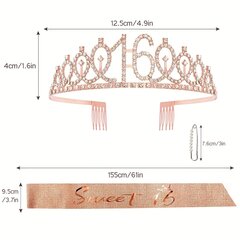 'Новая любимая принцесса для девочек на 16-й день рождения, корона со стразами, вечерние этикеты с поясом, танцевальное платье, ювелирные изделия из сплава, аксессуары для волос' цена и информация | Праздничные декорации | kaup24.ee