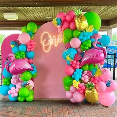 '166 tk Troopiline Flamingo Balloon Garland Decor, Hawaii Troopical Theme Virsik Roheline Ananass Õhupallikaare komplekt Sünnipäevapeoks Pruudidušš Pulma Tüdrukupeo kujundus' hind ja info | Peokaunistused | kaup24.ee