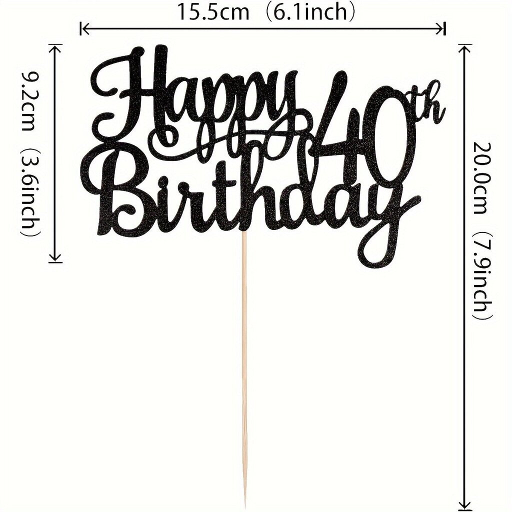 '1 tk. Paberist 40. sünnipäeva tordipealne sädelev lõbus 40. sünnipäeva tordipealne 40. sünnipäeva peokaunistustarvikud Must lihavõttepühade kingitus' цена и информация | Peokaunistused | kaup24.ee
