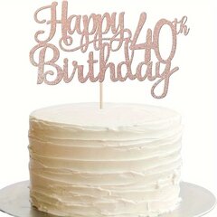 '1 шт., бумажный топпер для торта на 40-летие, блестящие приветствия к 40 годам, украшение для торта на день рождения на 40-летие, вечерние украшения, поставки, черный пасхальный подарок' цена и информация | Праздничные декорации | kaup24.ee