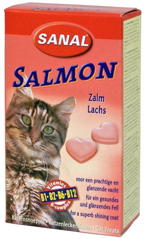 Kasside toidulisand lõhe tablettidega SANAL Salmon, 85 tabletti hind ja info | Vitamiinid, toidulisandid ja parasiitide vastased tooted | kaup24.ee