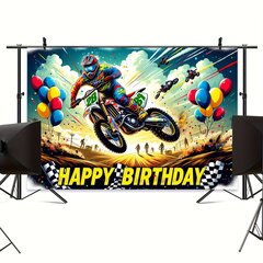 '1 tk. Dirt Bike peo bänner Sünnipäevapeotarbed Mootorrattateemaline taust Motokrossi sünnipäevapeo kaunistused Fotokabiini fotograafia taust 180,34x109,22 cm Eid Al-Adha Mubarak' hind ja info | Peokaunistused | kaup24.ee