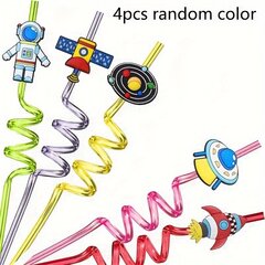'4 шт., космические соломинки, сувениры для вечеринки на тему дня рождения, соломинки для питья, праздничные принадлежности, солнечная система, ракета, космический корабль, космонавт, спутник, планеты, насадки, пасхальный подарок' цена и информация | Праздничные декорации | kaup24.ee