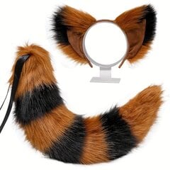 '1 komplekt Plush Beast Ears Peapael Cosplay Saba Aksessuaarid Käsitsi valmistatud Fox Ears Juuksed Bow Fox Saba Komplekt' hind ja info | Karnevali kostüümid | kaup24.ee