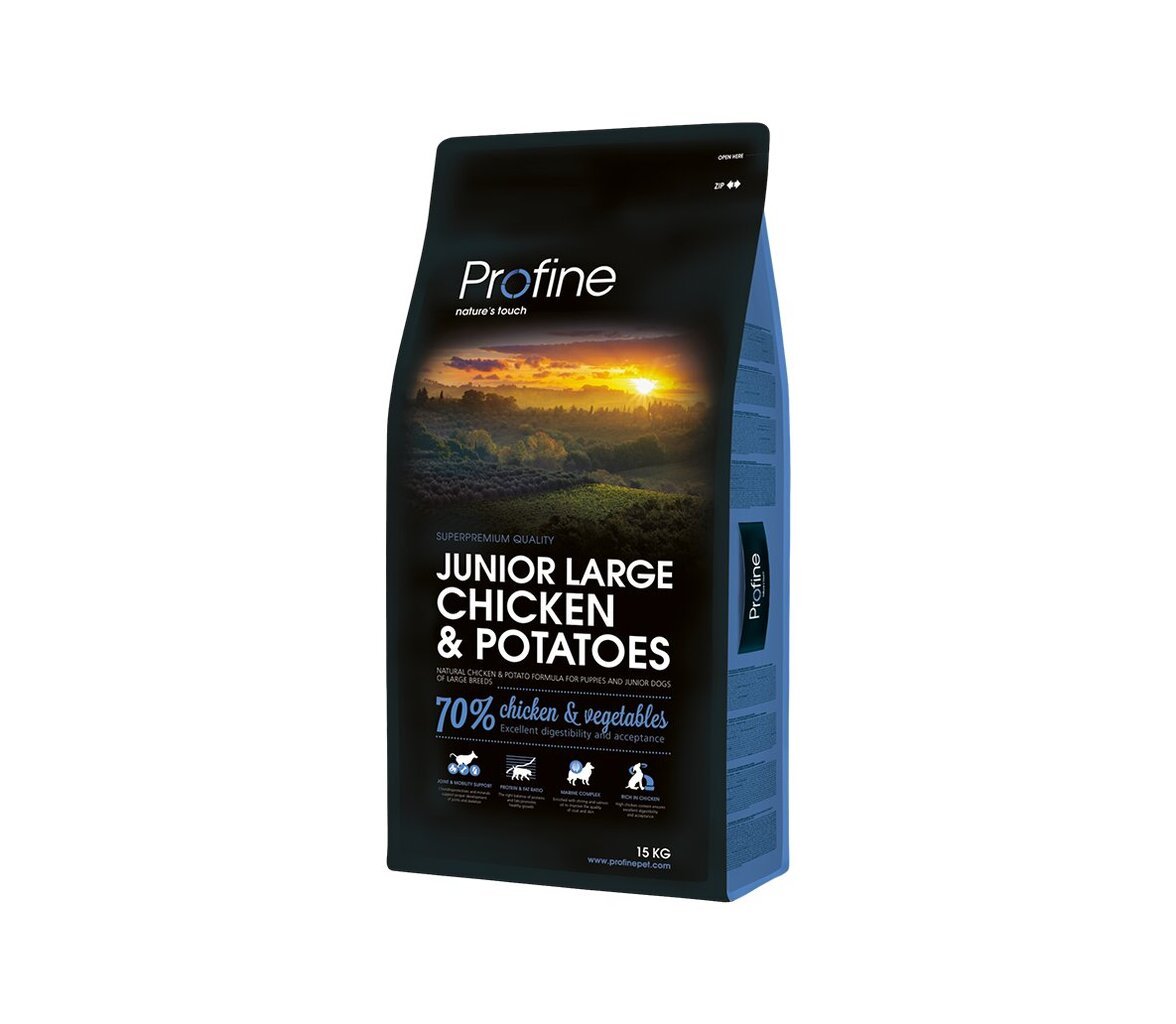 Profine Dog Junior Large Chicken & Potatoes kuivtoit suurte tõugude noortele koertele, 15 kg hind ja info | Kuivtoit koertele | kaup24.ee