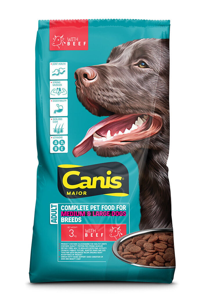 Canis Major kuivtoit koerale veiselihaga, 3kg x 5 tk hind ja info | Kuivtoit koertele | kaup24.ee