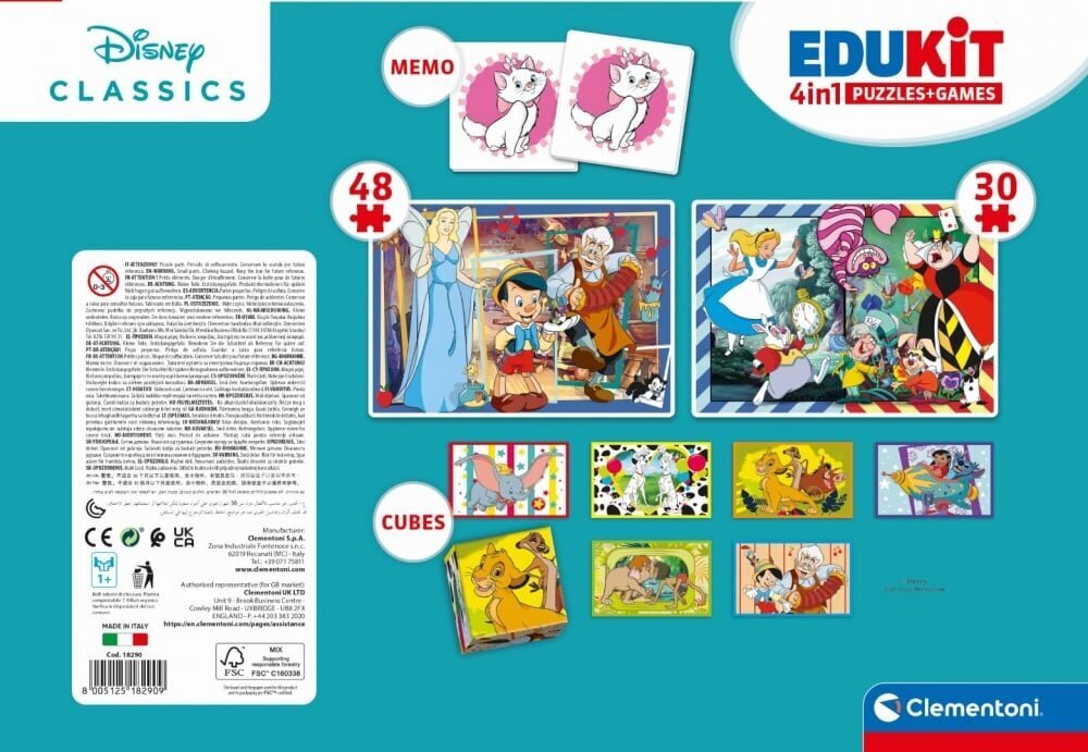 Mängukomplekt Clementoni Edukit 4in1 Disney Classic 18290 цена и информация | Arendavad mänguasjad | kaup24.ee