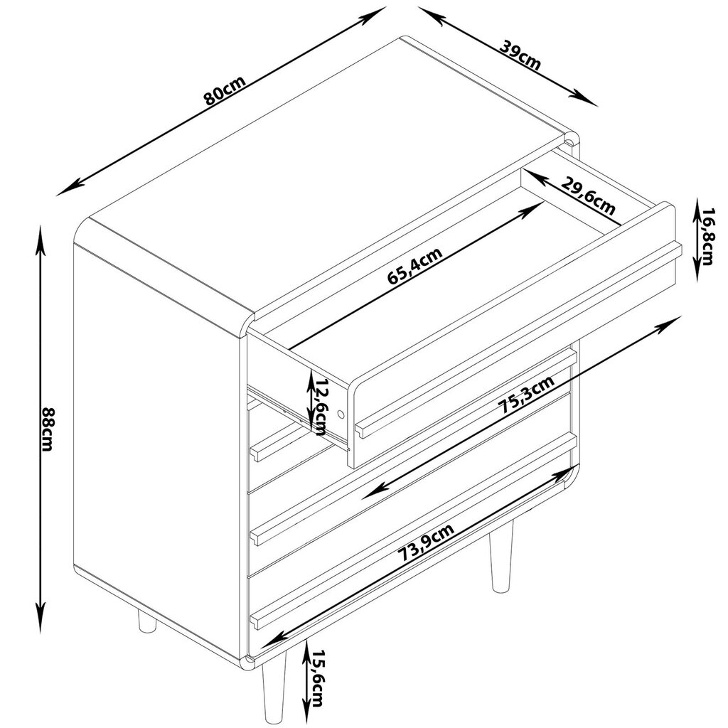 Kummut Loft24, pruun/must hind ja info | Kummutid | kaup24.ee