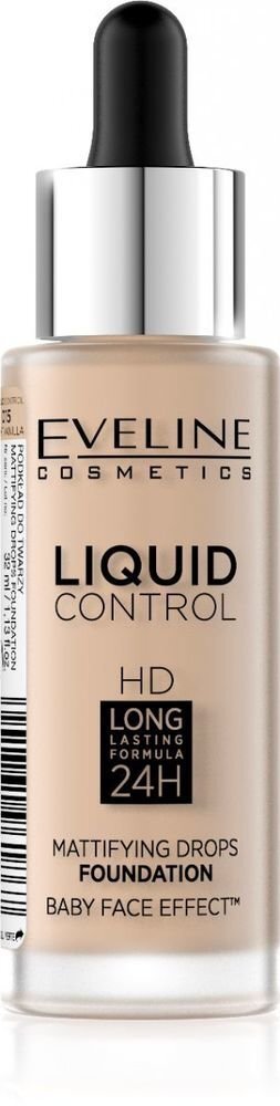 Jumestuskreem Eveline Liquid Control HD Mattifying Drops 32 ml, 015 Light Vanilla hind ja info | Jumestuskreemid, puudrid | kaup24.ee