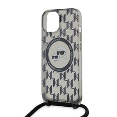 Karl Lagerfeld IML Monogram Crossbody K&CH Heads MagSafe Case for iPhone 15 Black цена и информация | Чехлы для телефонов | kaup24.ee