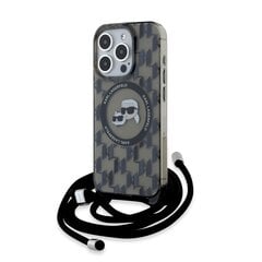 Karl Lagerfeld IML Monogram Crossbody K&CH Heads MagSafe Case for iPhone 15 Pro Max Black цена и информация | Чехлы для телефонов | kaup24.ee