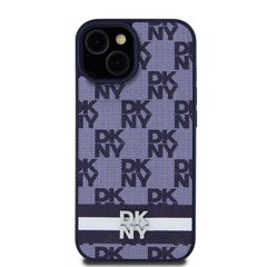 DKNY PU Leather Checkered Pattern and Stripe Case for iPhone 15 Blue цена и информация | Чехлы для телефонов | kaup24.ee