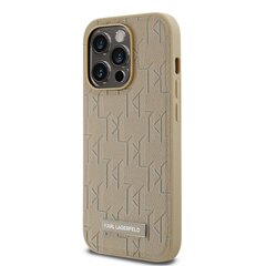 Karl Lagerfeld PU Leather Monogram Metal Logo MagSafe Case for iPhone 14 Pro Beige цена и информация | Чехлы для телефонов | kaup24.ee